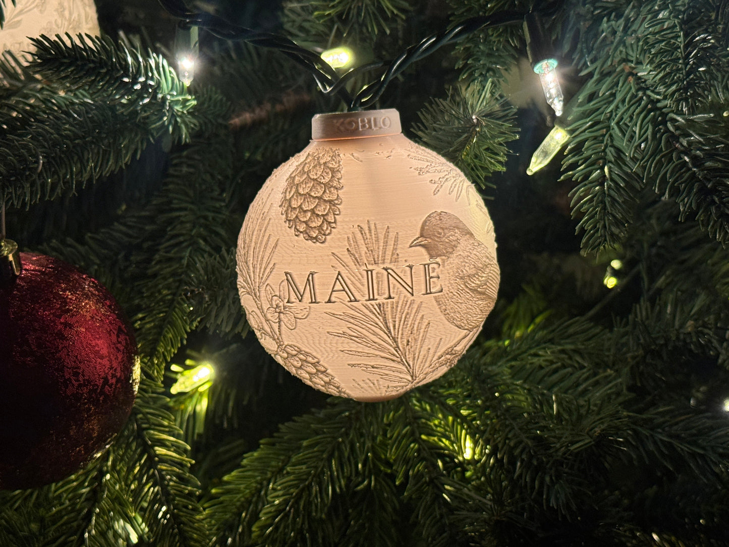Maine State Bird & Flower Ornament