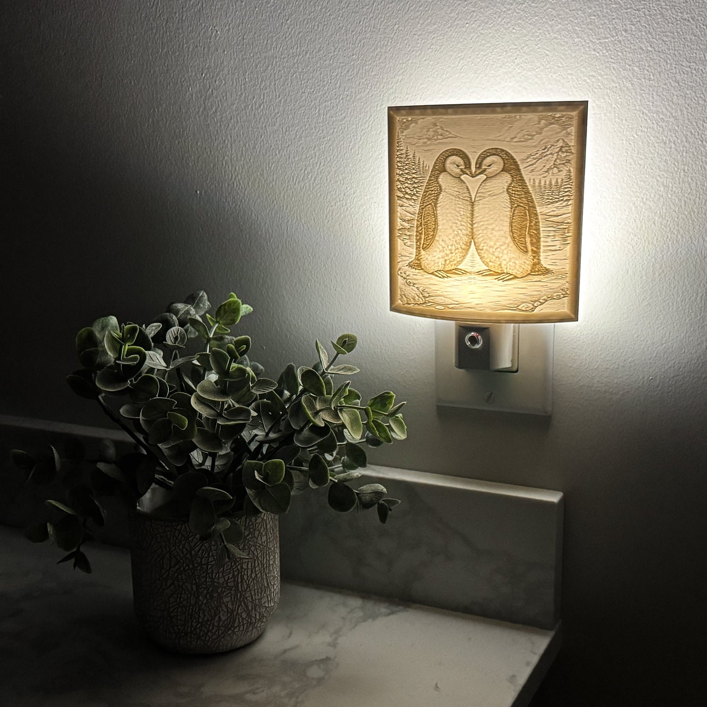 Penguins in Mountain Snow Nightlight