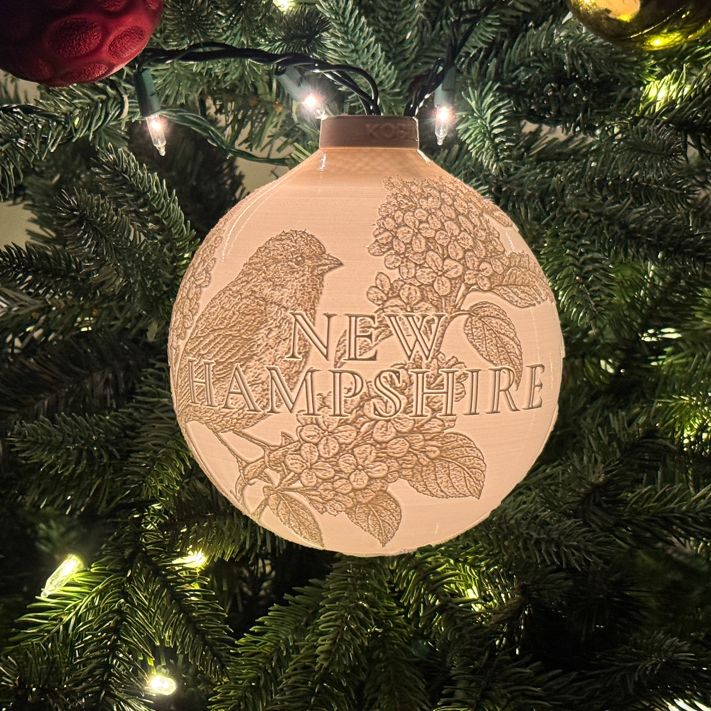 New Hampshire State Bird & Flower Ornament