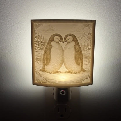 Penguins in Mountain Snow Nightlight